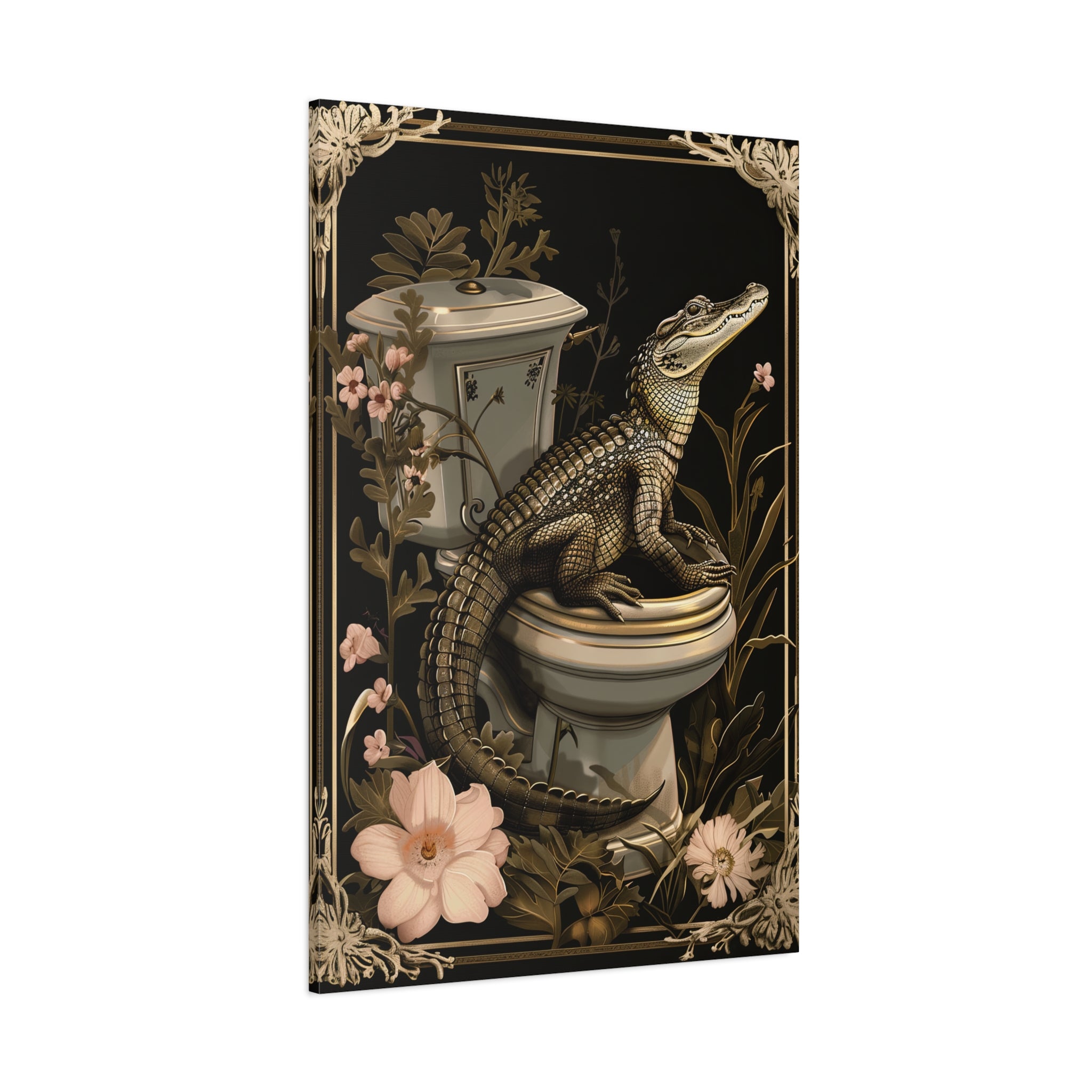 1.25" Matte Canvas - Toilet Gator Floral Surprise