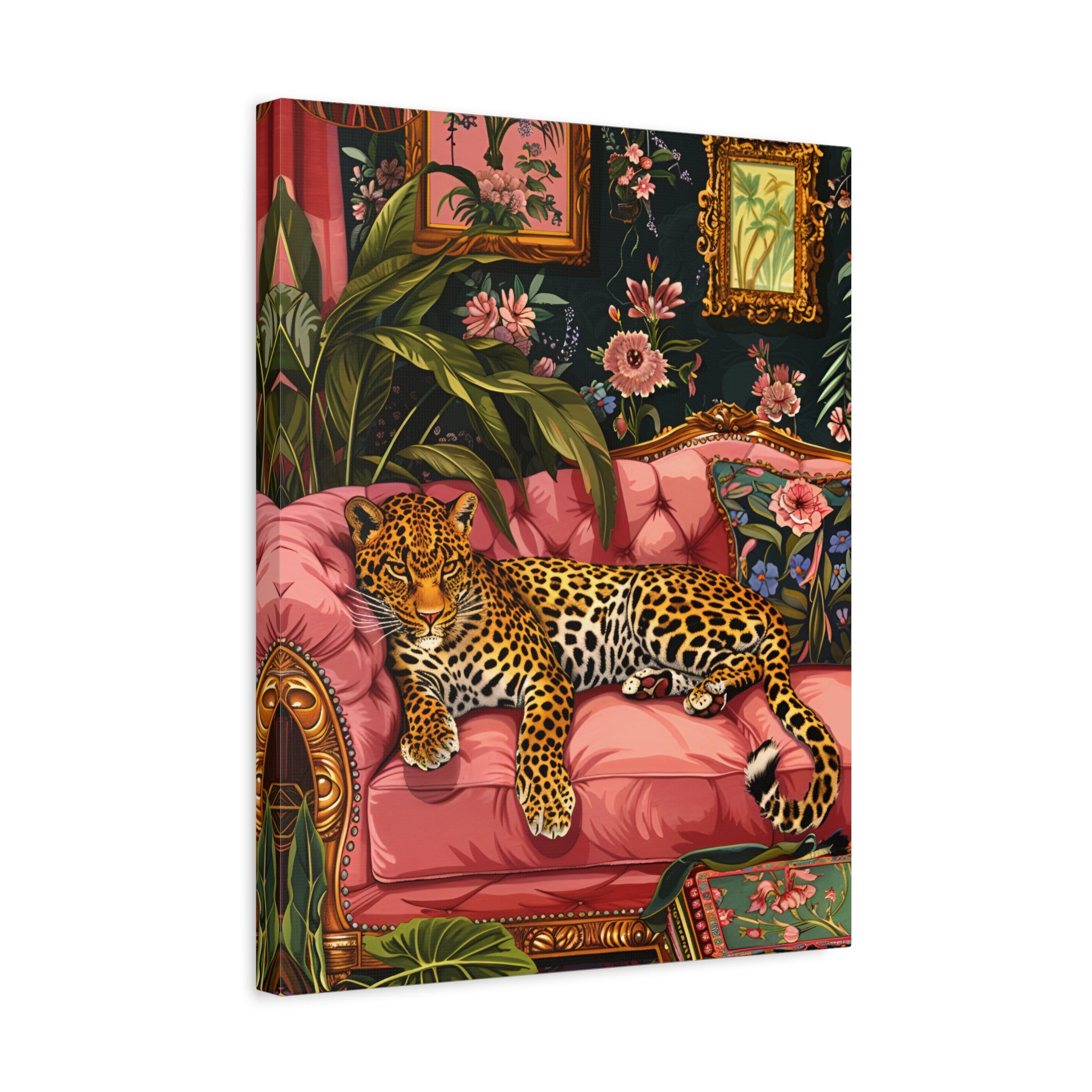 1.25" Matte Canvas - Leopard Lounge in Bloom