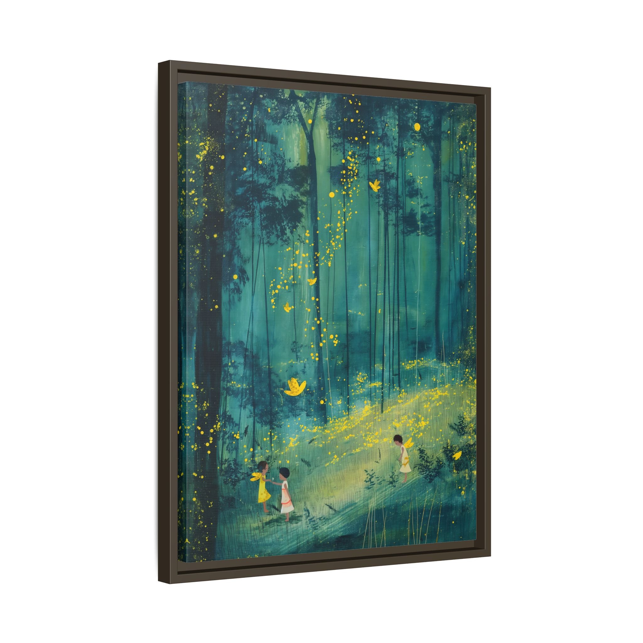 Framed Canvas - Enchanted Firefly Forest