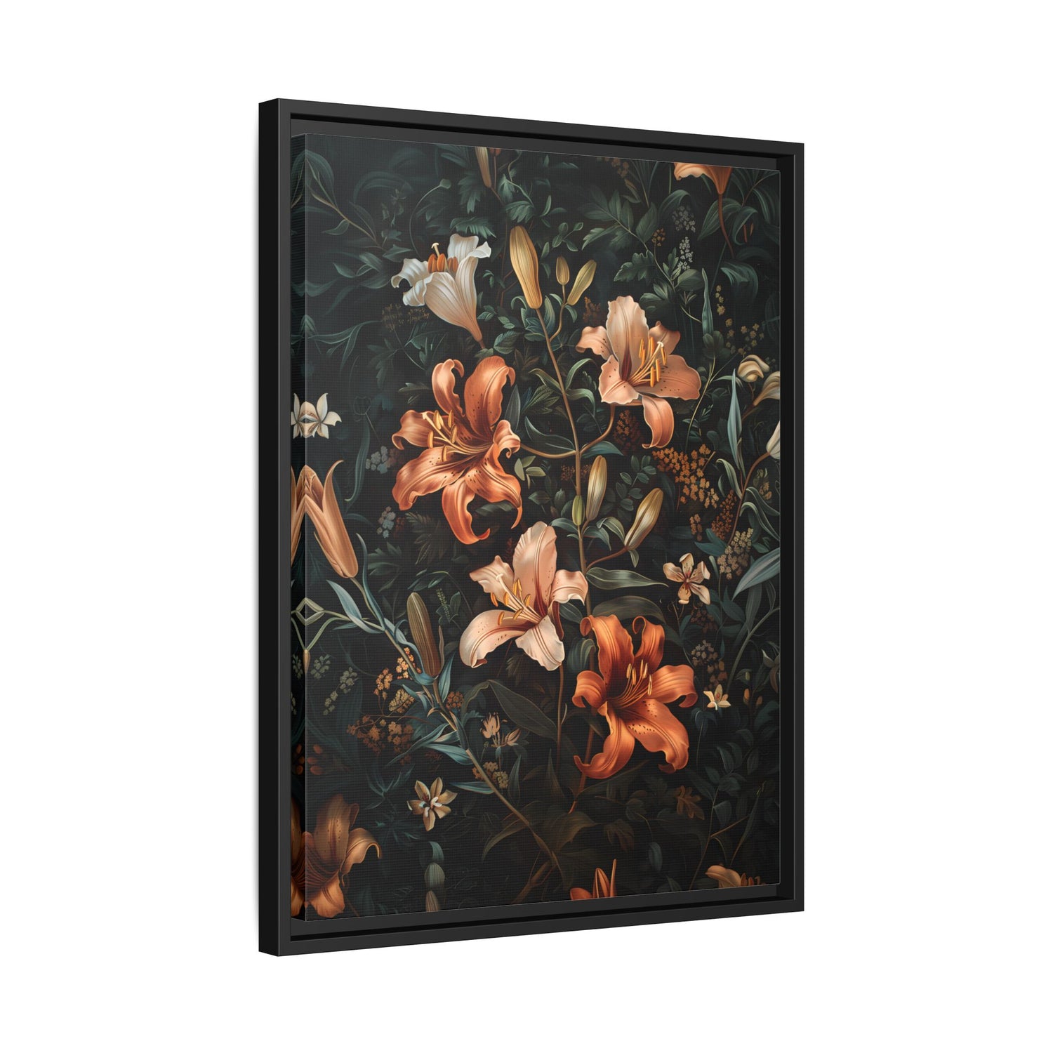Framed Canvas - Elegant Blooming Lilies
