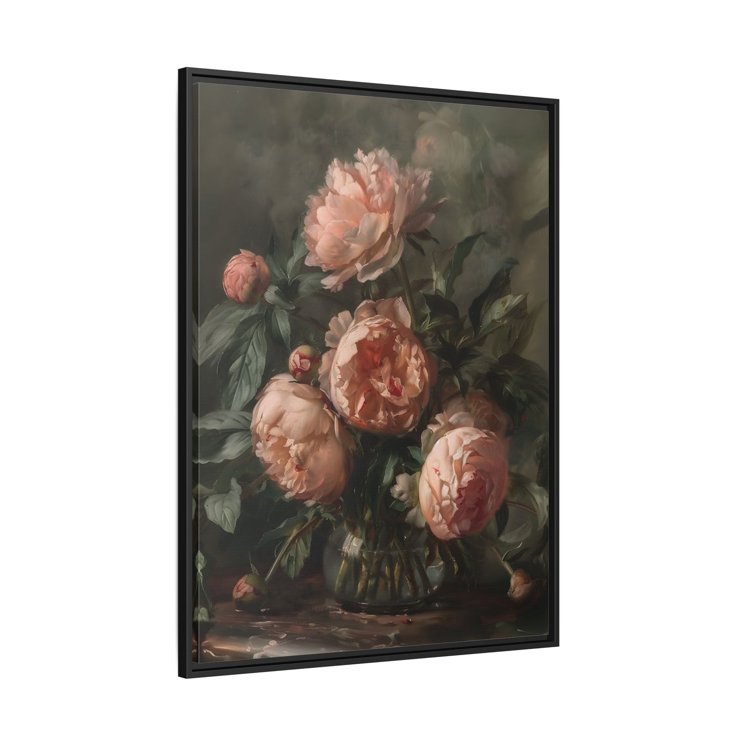 Framed Canvas - Vintage Blush Peony Bouquet
