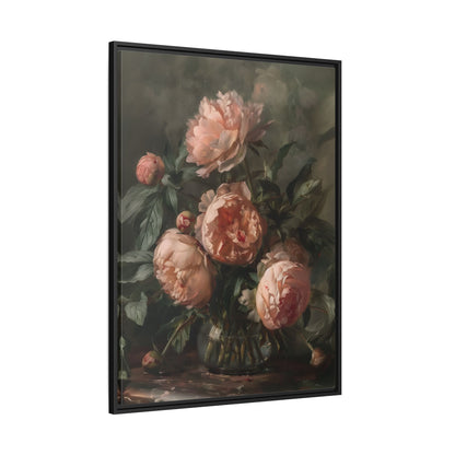 Framed Canvas - Vintage Blush Peony Bouquet