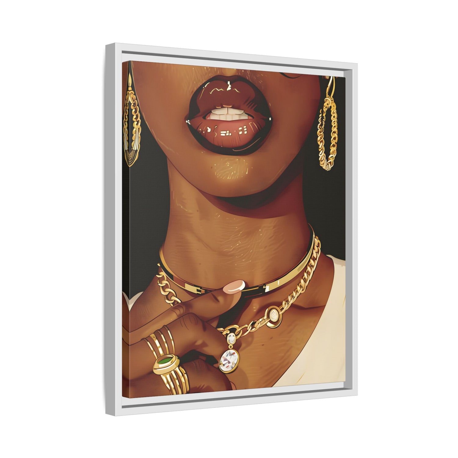 Framed Canvas - Golden Luxe Confidence Portrait