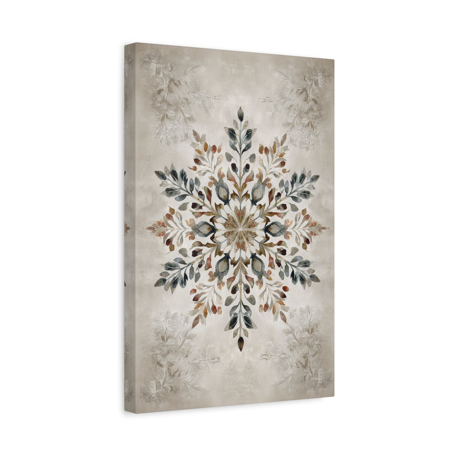 1.25" Matte Canvas - Nordic Botanical Snowflake