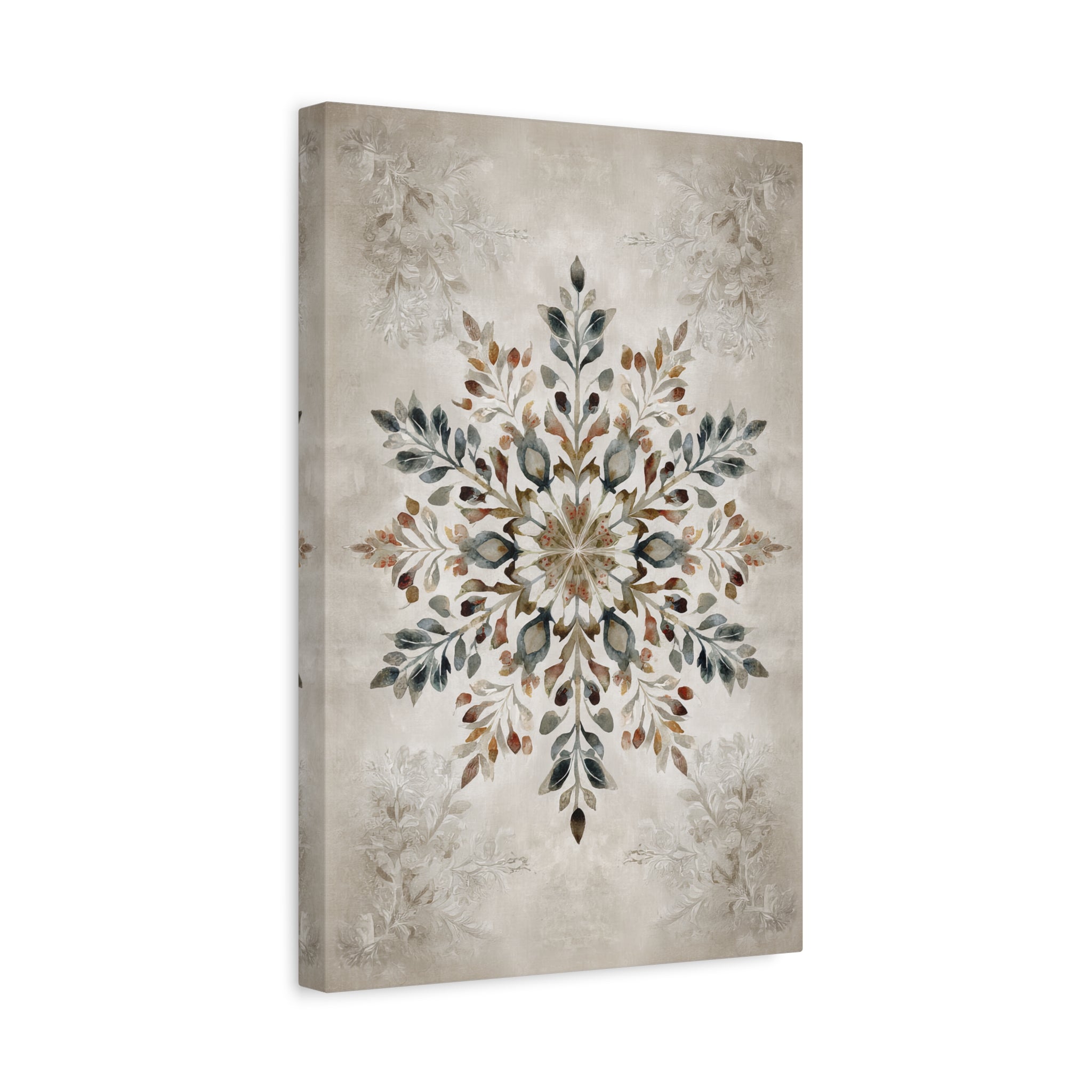 1.25" Matte Canvas - Nordic Botanical Snowflake