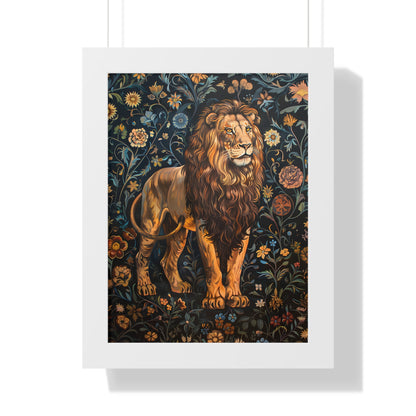 Framed Paper Print - Majestic Floral Lion