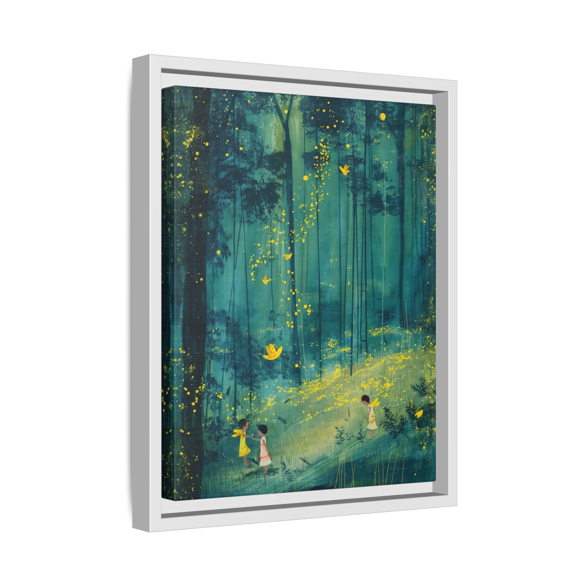 Framed Canvas - Enchanted Firefly Forest