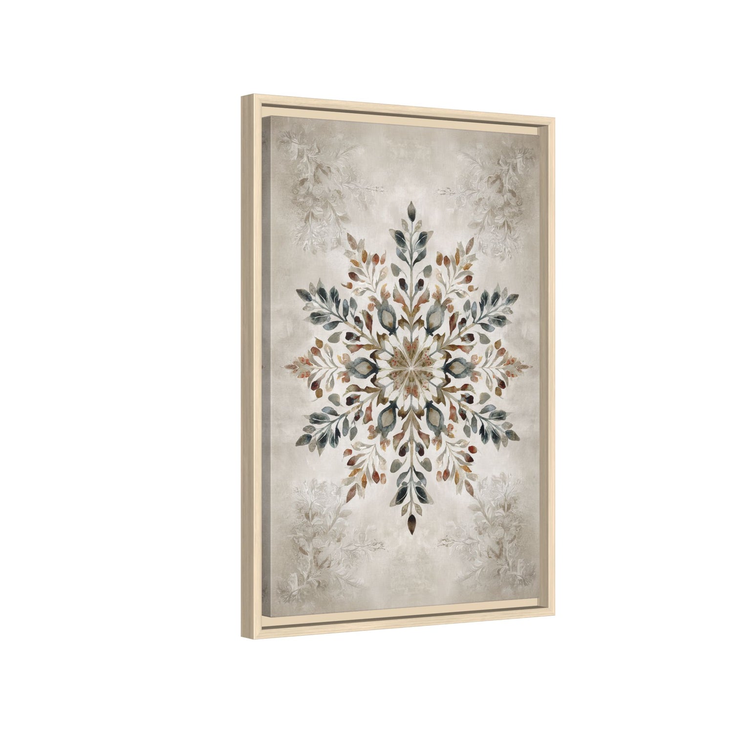 Framed Canvas - Nordic Botanical Snowflake