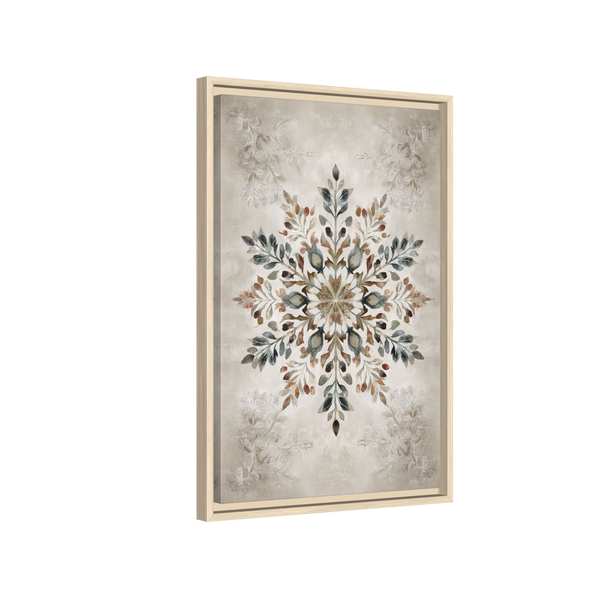 Framed Canvas - Nordic Botanical Snowflake