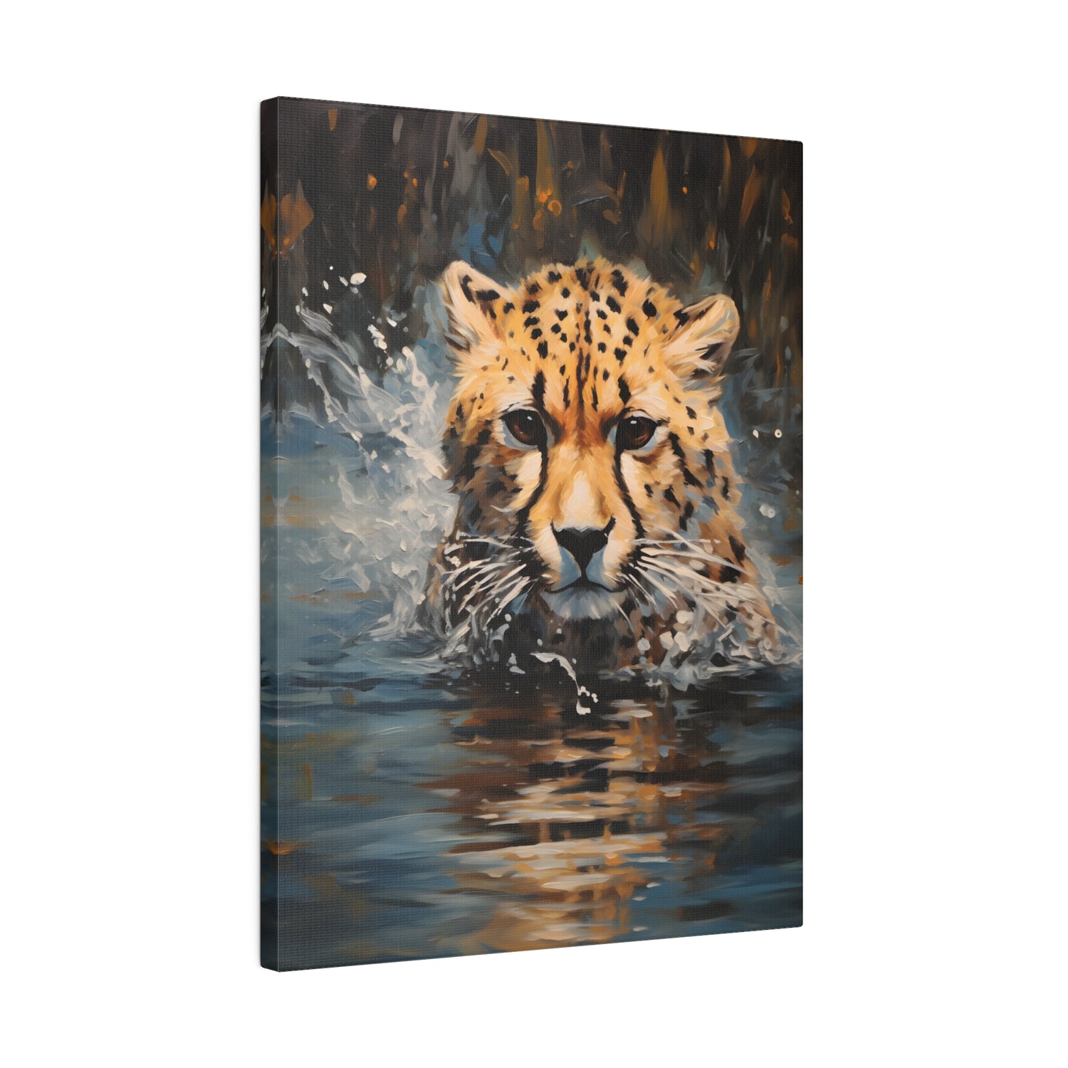 .75&quot; Matte Canvas - Aqua Sprinting Cheetah