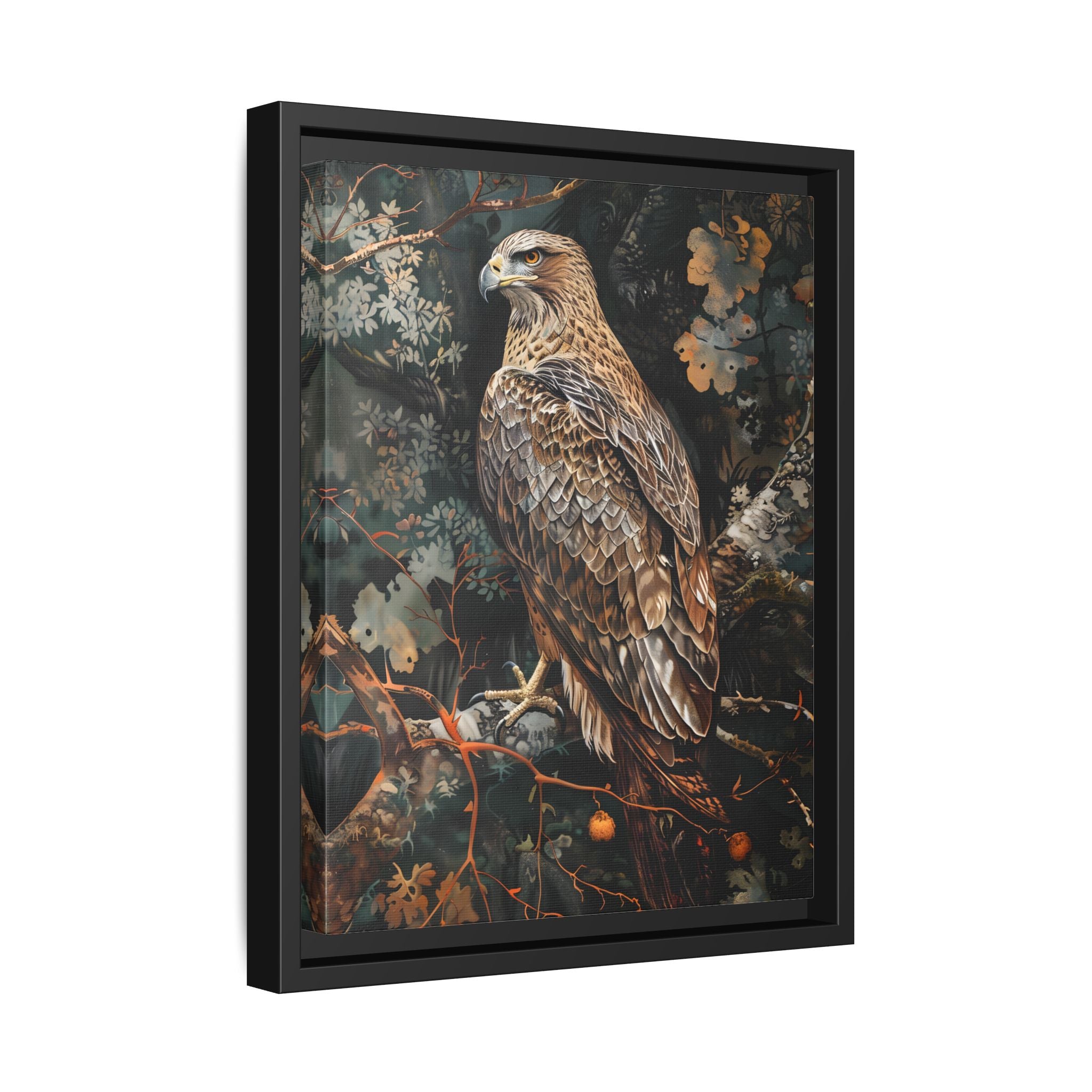 Framed Canvas - Majestic Hawk in Autumn