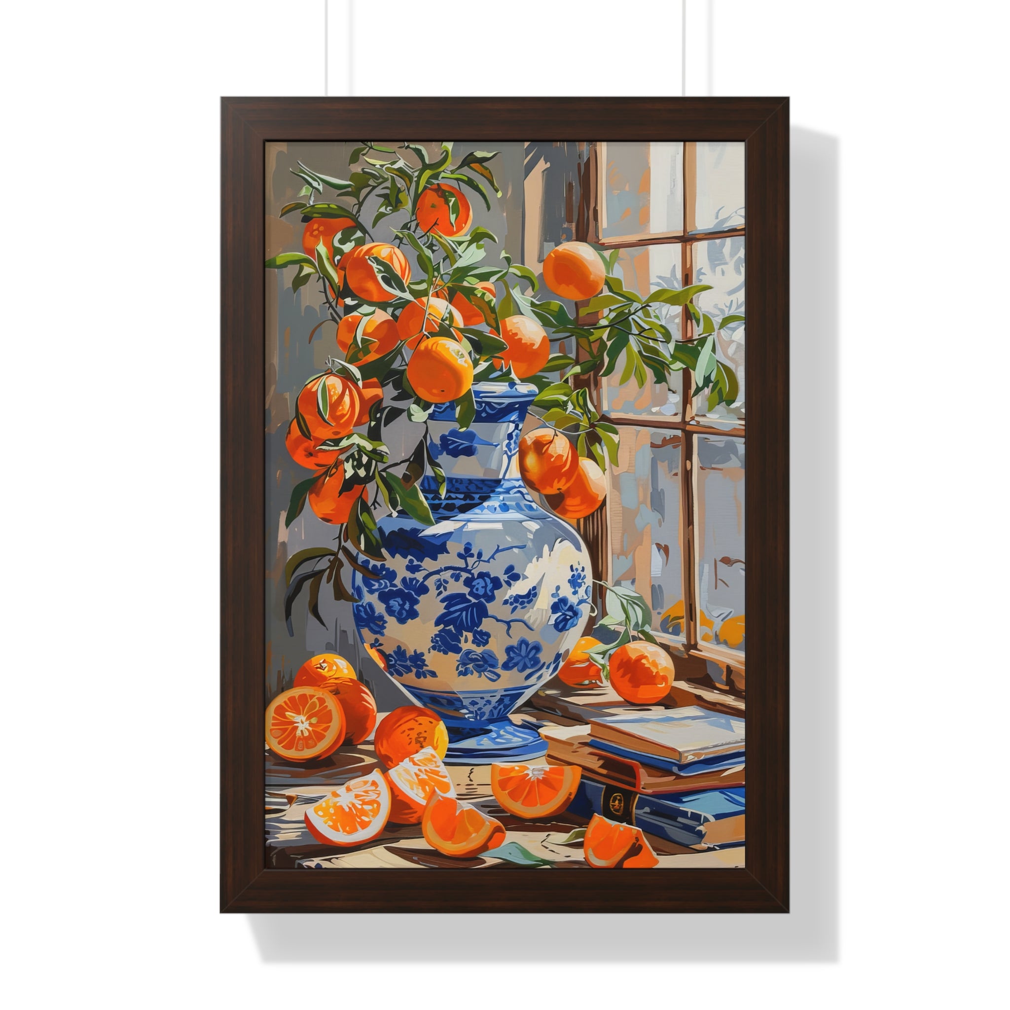 Framed Paper Print - Sunlit Citrus &amp; Porcelain