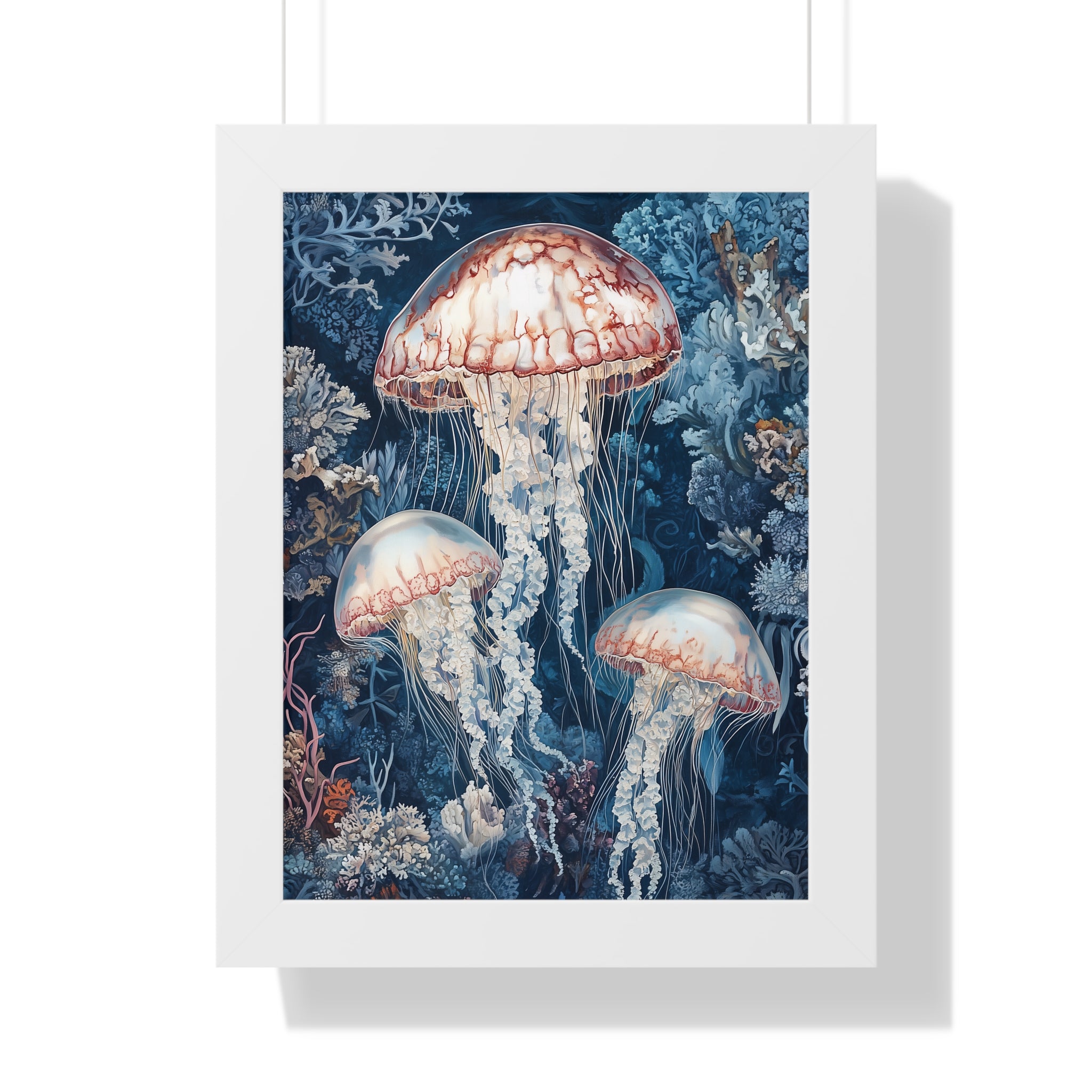 Framed Paper Print - Ethereal Ocean Jellyfish