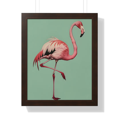 Framed Paper Print - Pink Flamingo Tropical