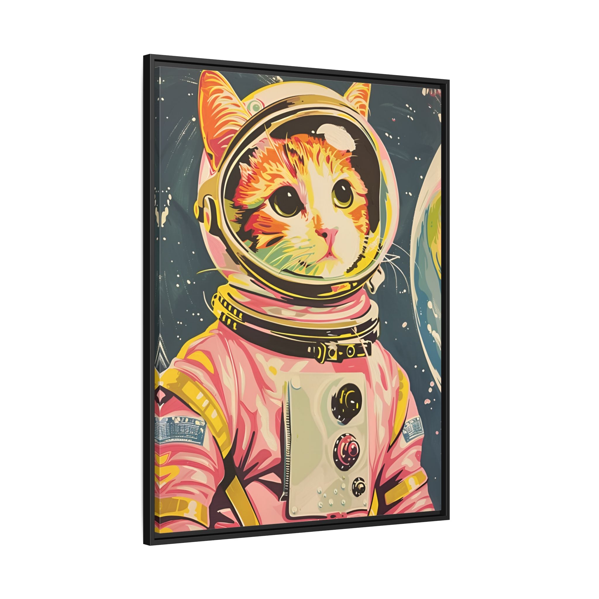 Framed Canvas - Catstronaut Pink Mission
