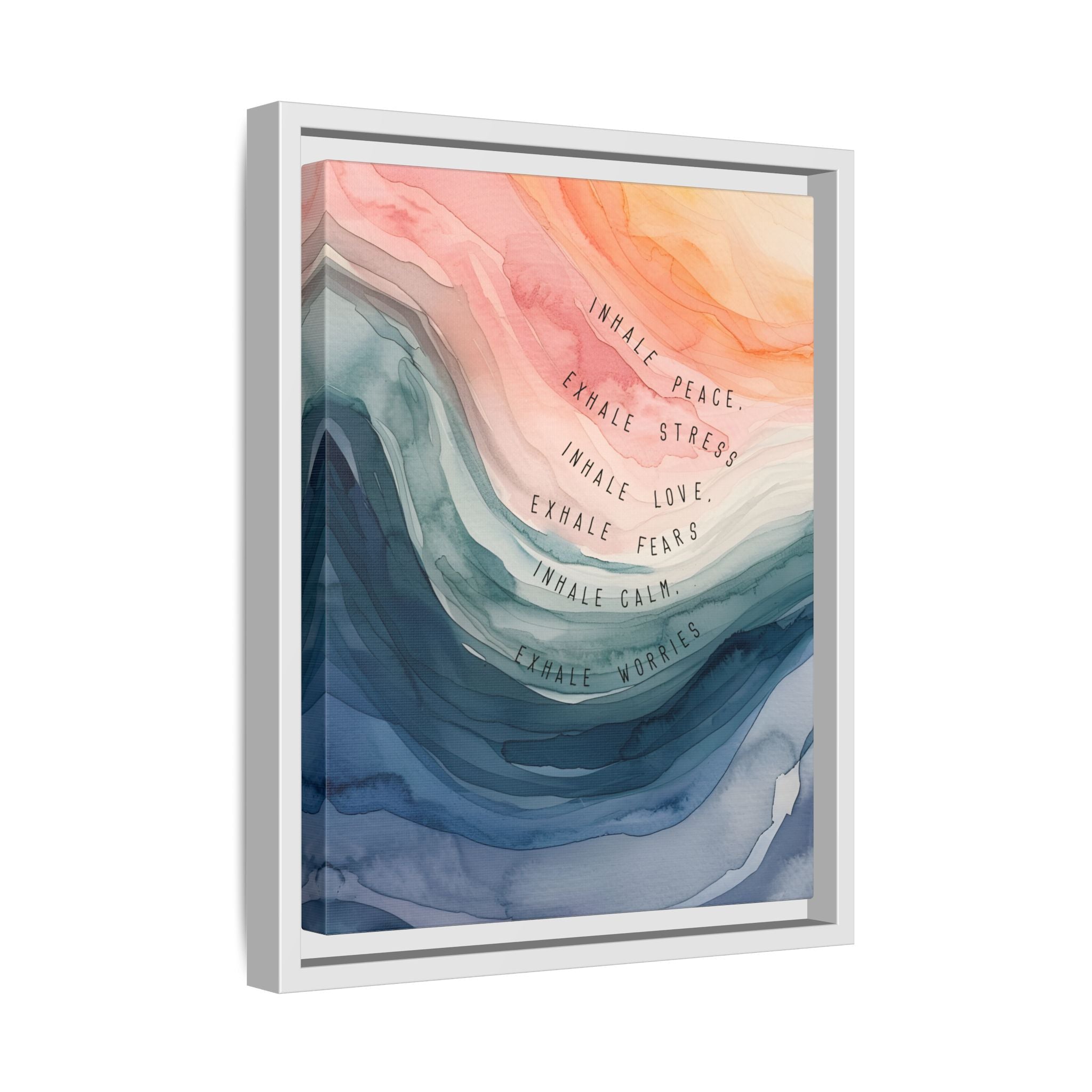 Framed Canvas - Inhale Exhale Watercolor Calm