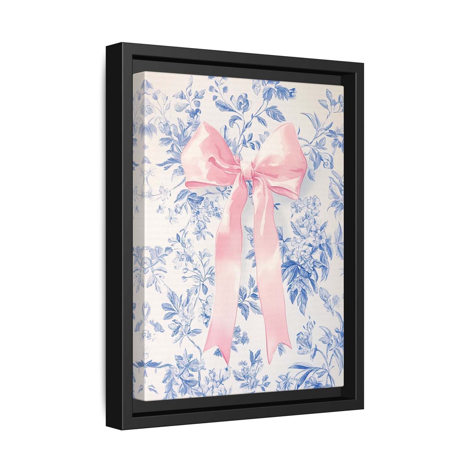 Framed Canvas - Pink Bow Floralscape