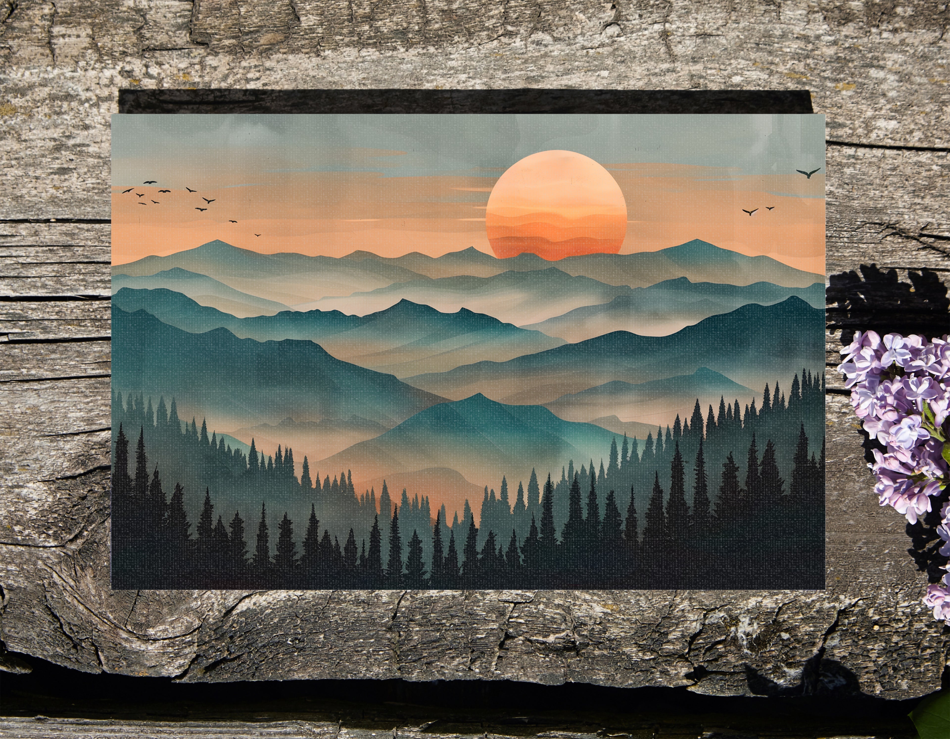 .75" Matte Canvas - Sunset Serenity Mountain Range