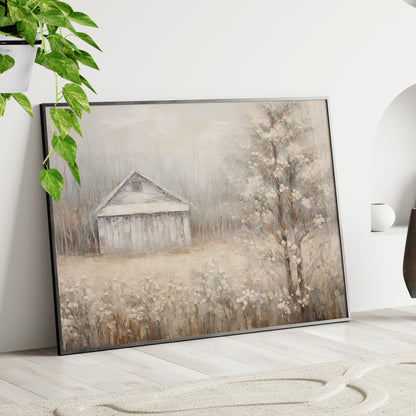 Framed Paper Print - Whispers of Winter Barn