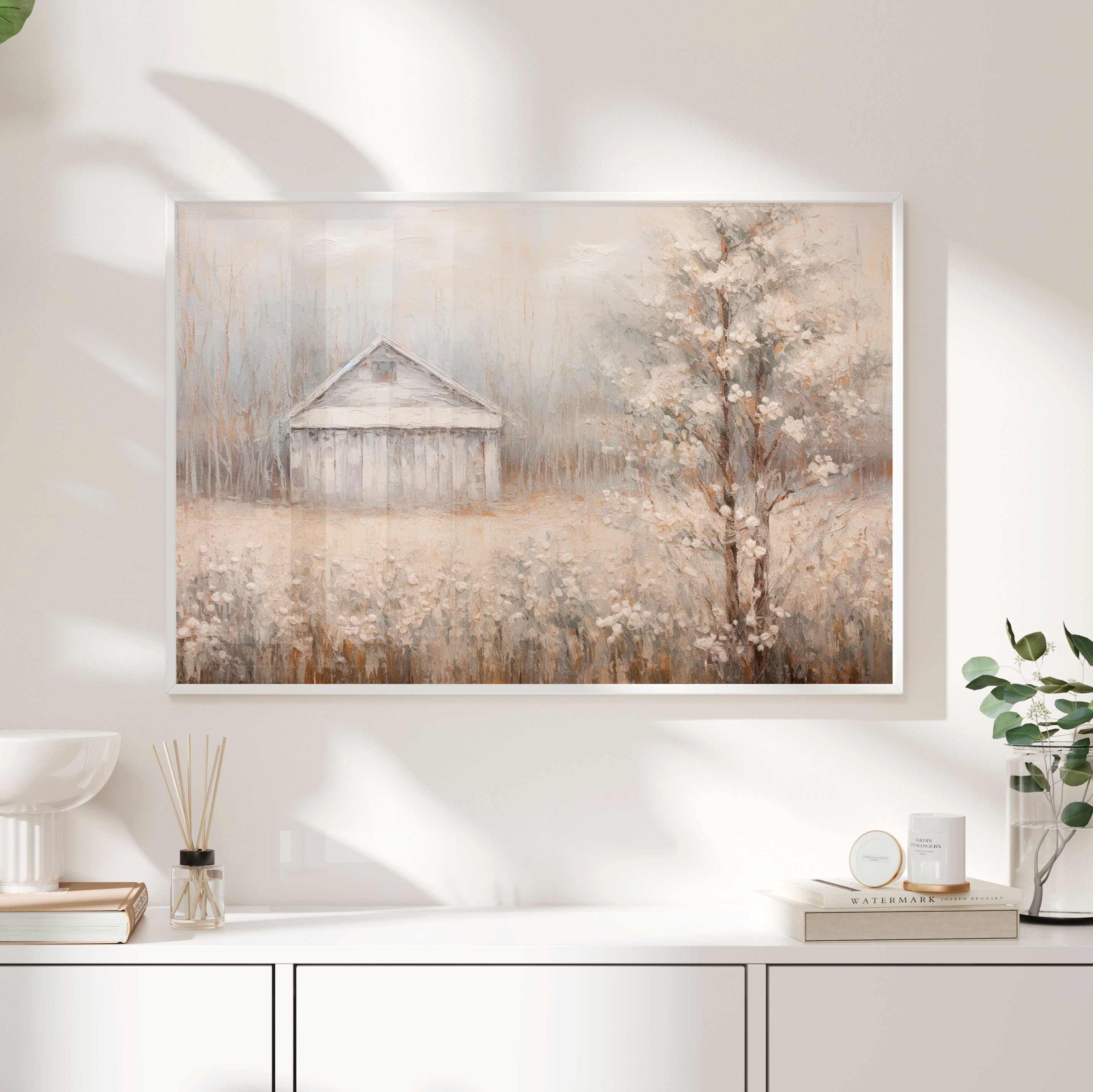 Framed Paper Print - Whispers of Winter Barn