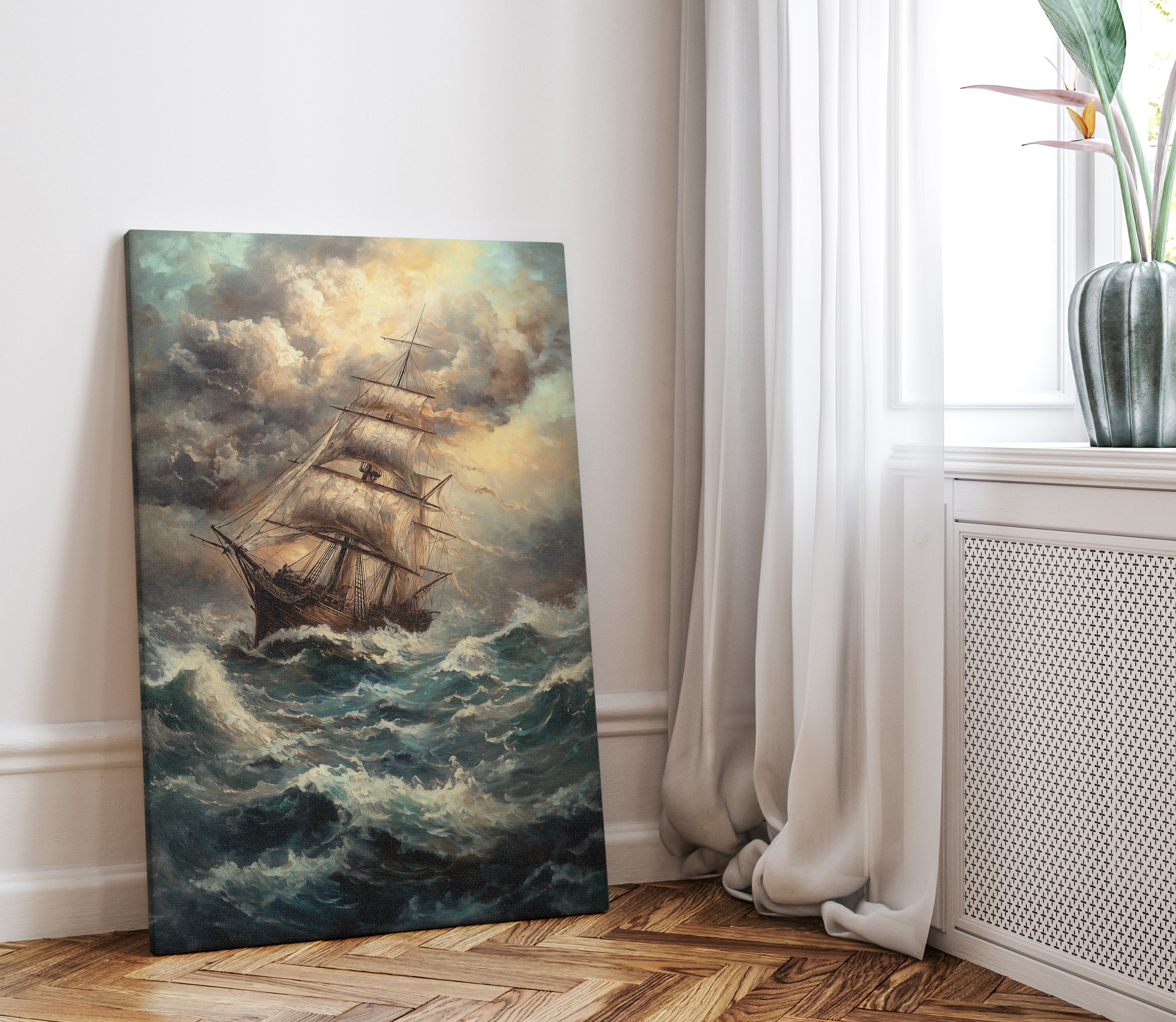 .75" Matte Canvas - Stormy Voyage Sailing Ship