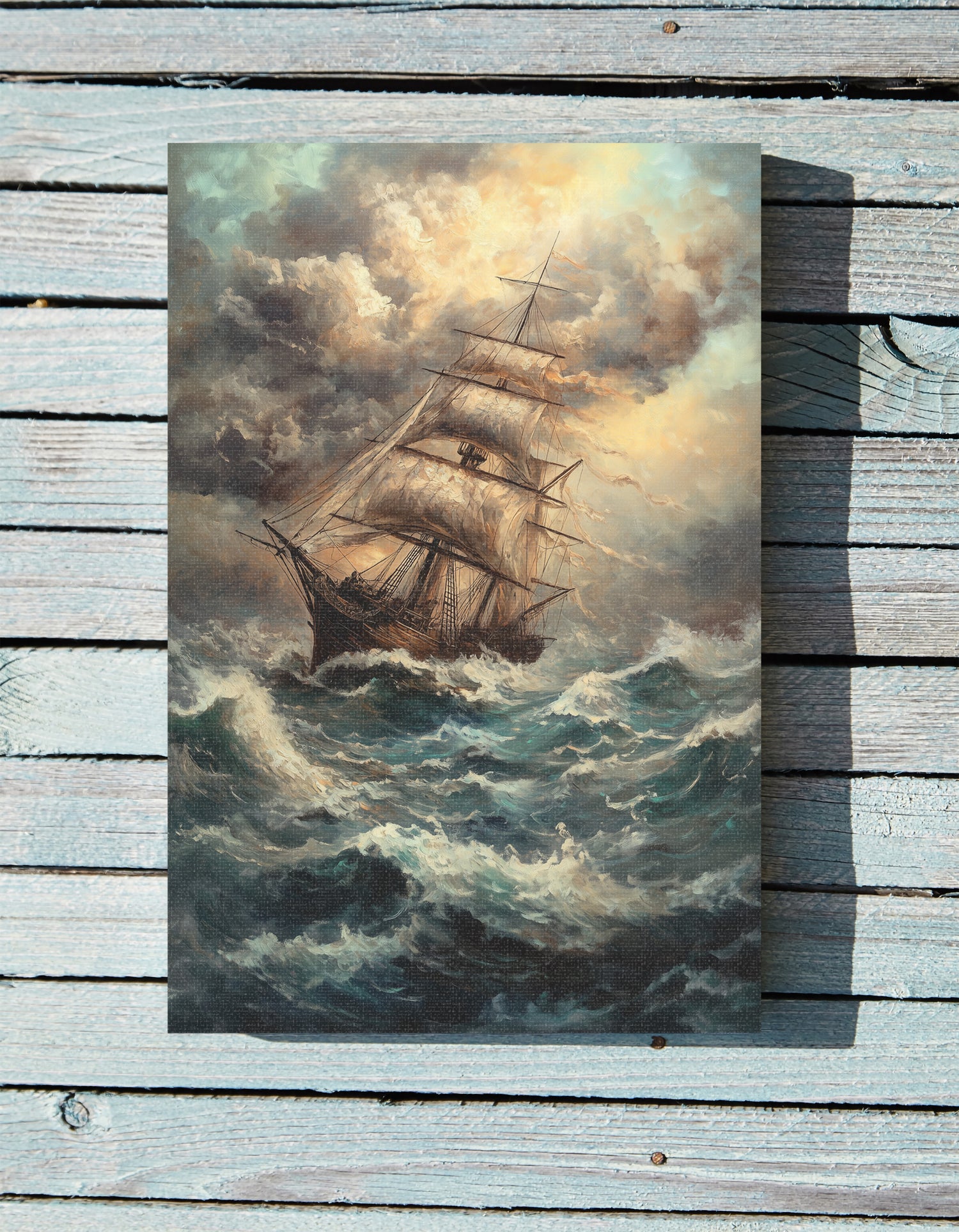 .75" Matte Canvas - Stormy Voyage Sailing Ship