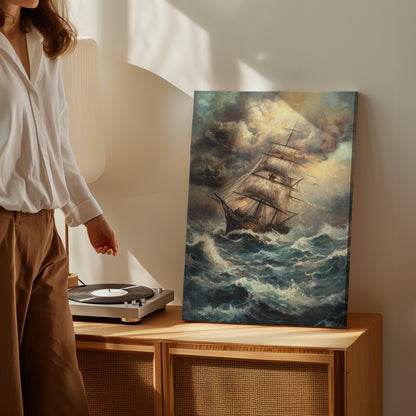 .75" Matte Canvas - Stormy Voyage Sailing Ship