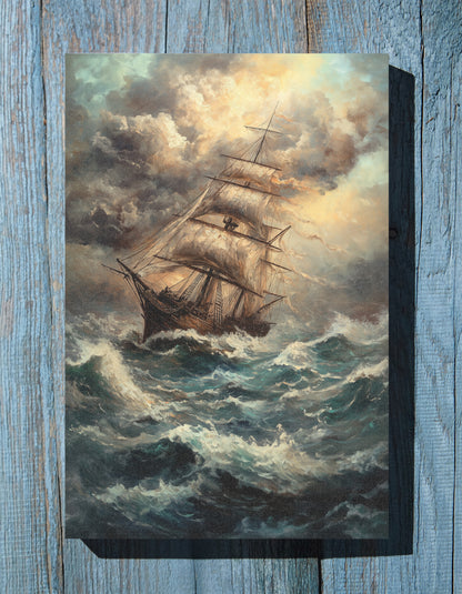 .75" Matte Canvas - Stormy Voyage Sailing Ship