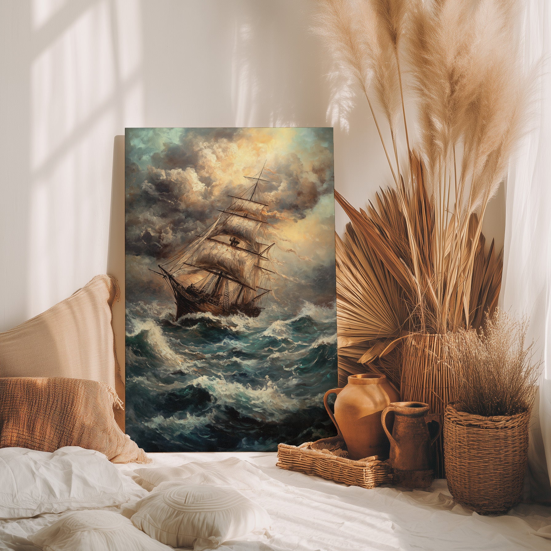 .75" Matte Canvas - Stormy Voyage Sailing Ship