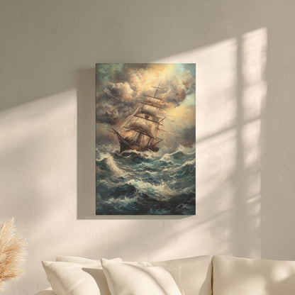 .75" Matte Canvas - Stormy Voyage Sailing Ship