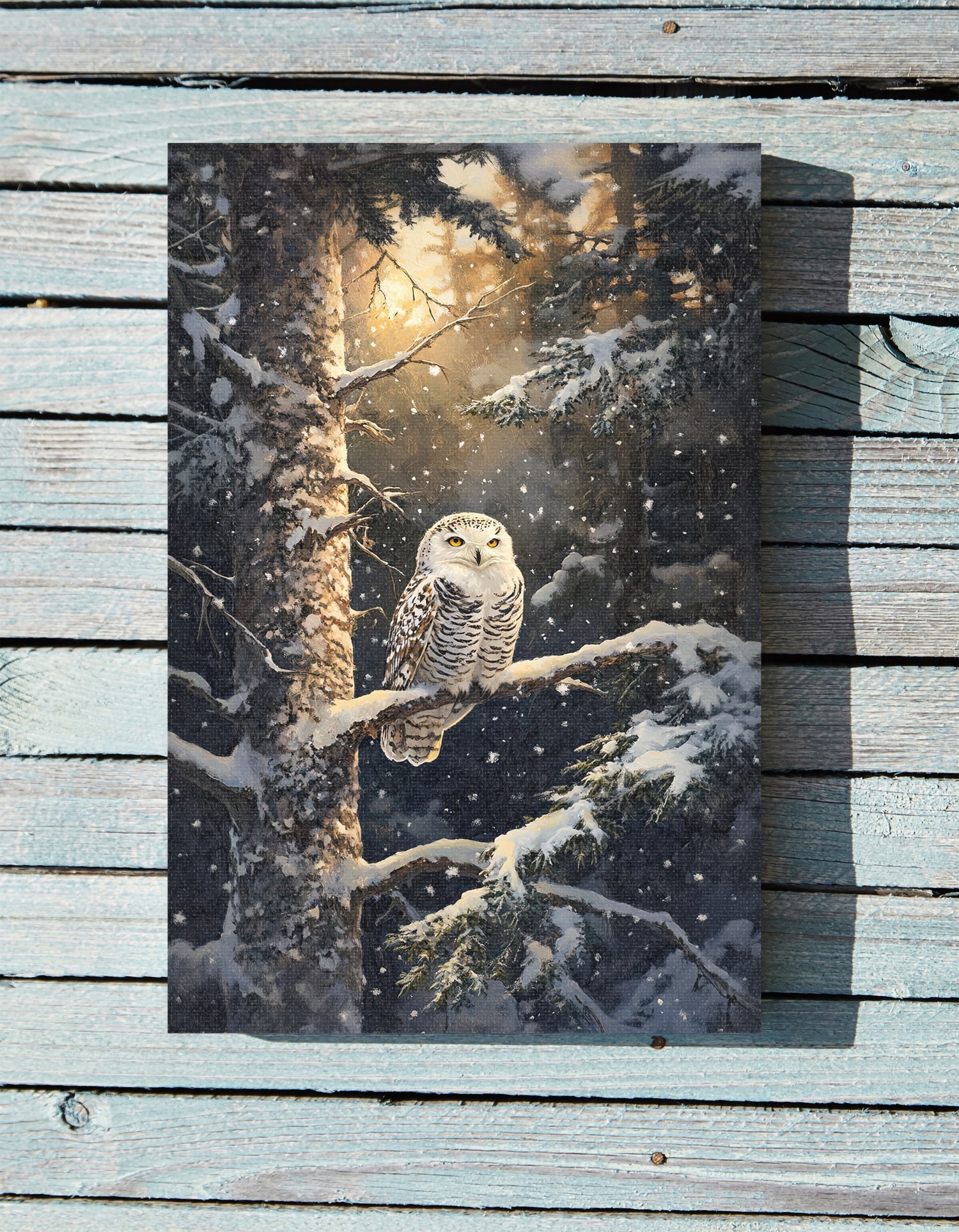 .75" Matte Canvas - Silent Gaze Snow Owl