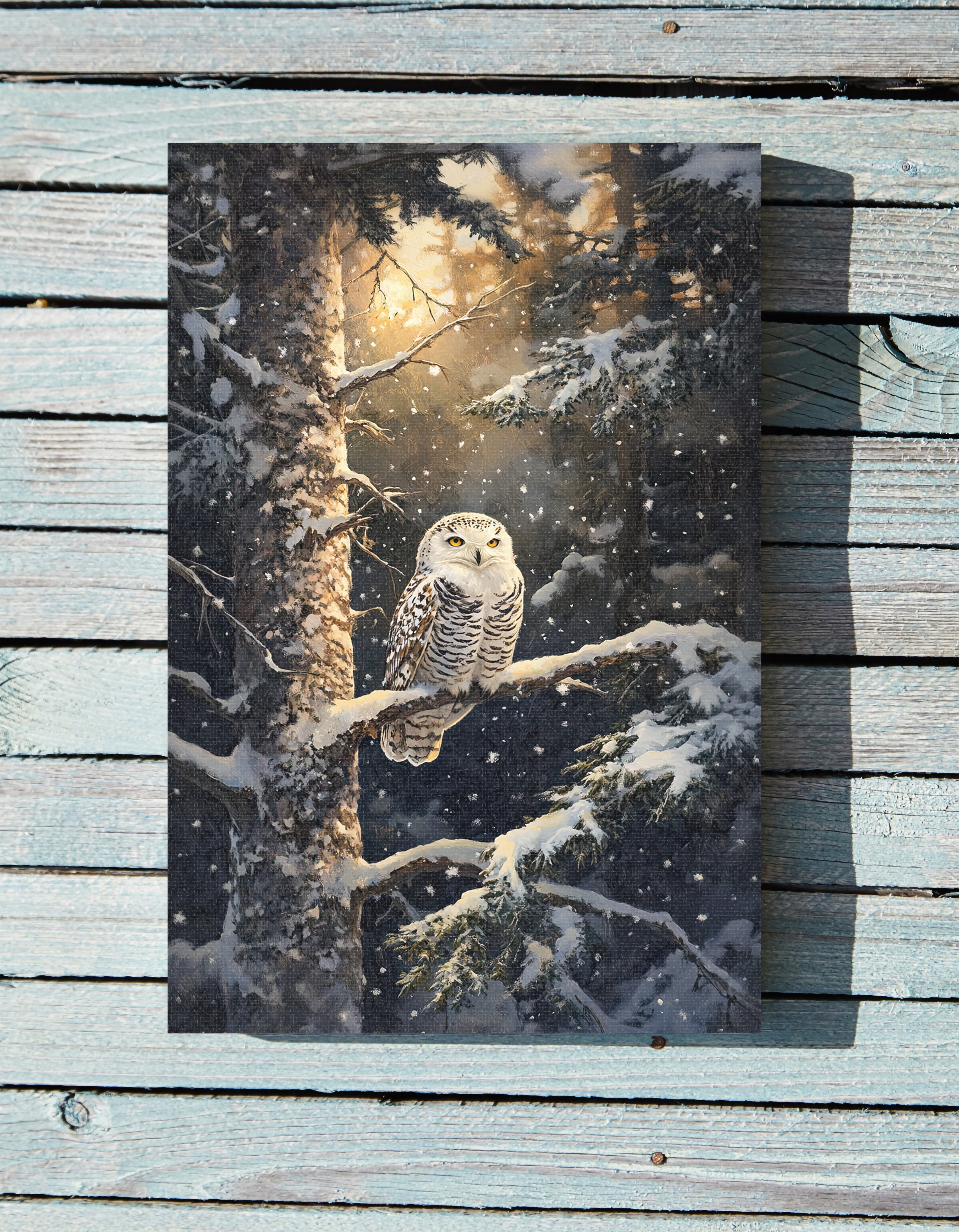 .75" Matte Canvas - Silent Gaze Snow Owl