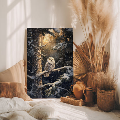 .75" Matte Canvas - Silent Gaze Snow Owl