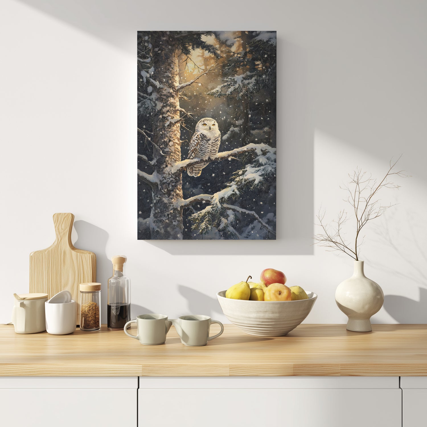 .75" Matte Canvas - Silent Gaze Snow Owl