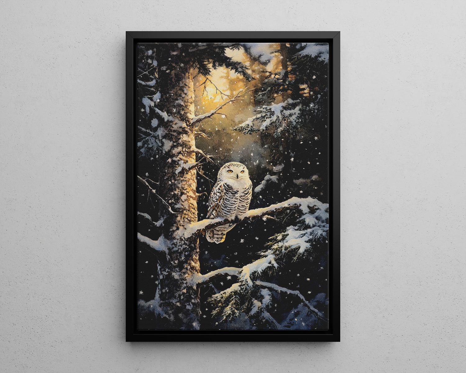 Framed Canvas - Silent Gaze Snow Owl