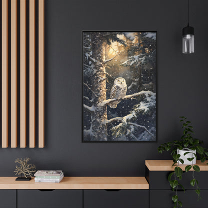 Framed Canvas - Silent Gaze Snow Owl