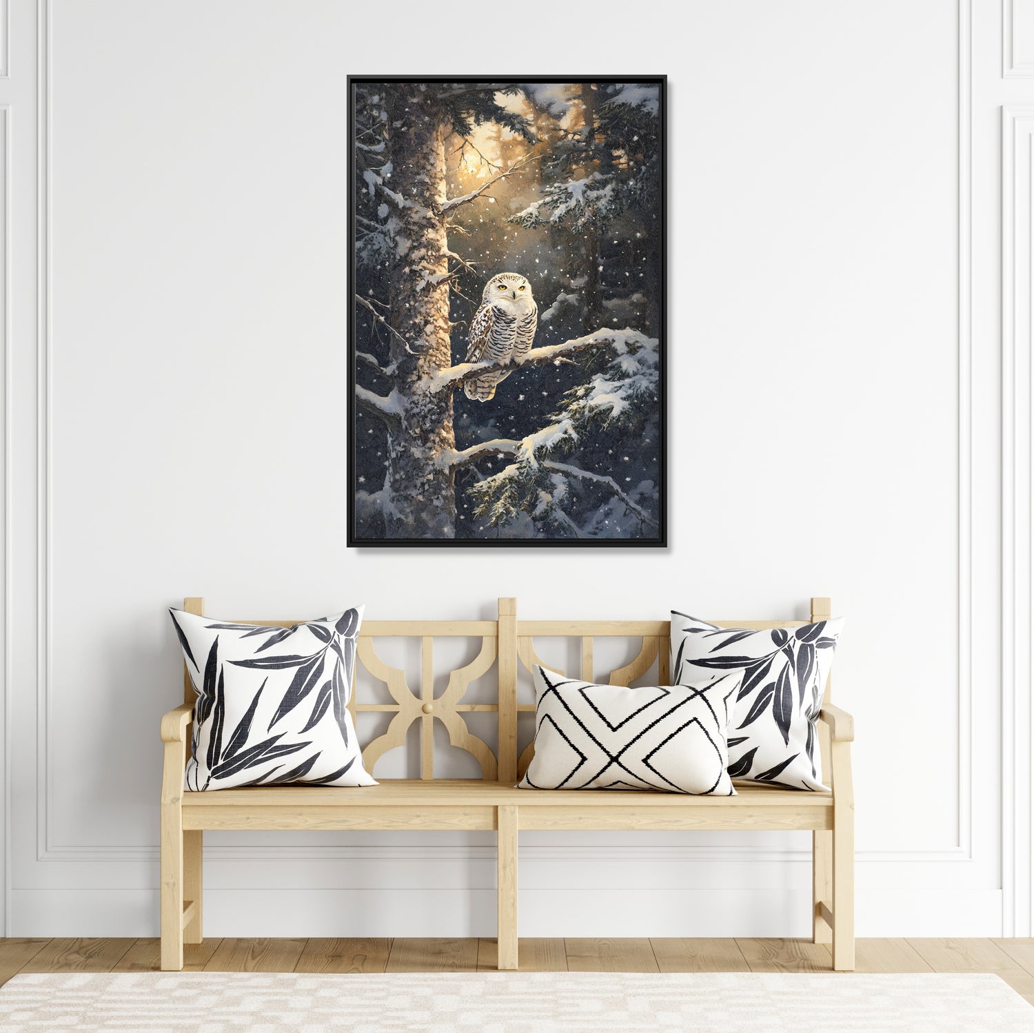 Framed Canvas - Silent Gaze Snow Owl