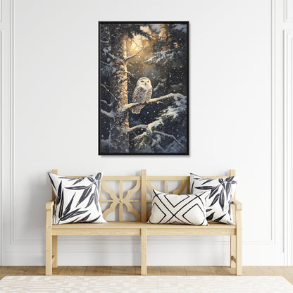 Framed Canvas - Silent Gaze Snow Owl