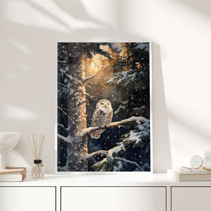 Framed Paper Print - Silent Gaze Snow Owl
