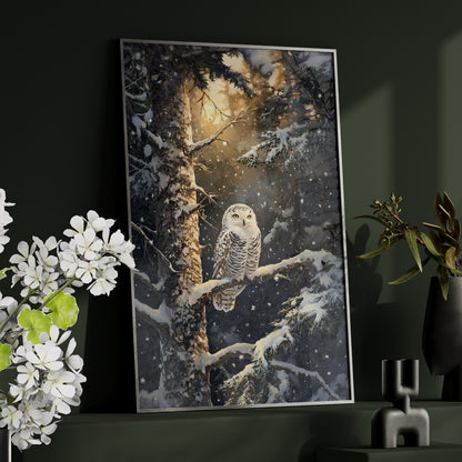 Framed Paper Print - Silent Gaze Snow Owl