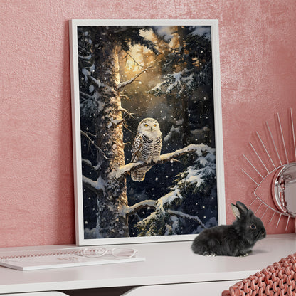 Framed Paper Print - Silent Gaze Snow Owl