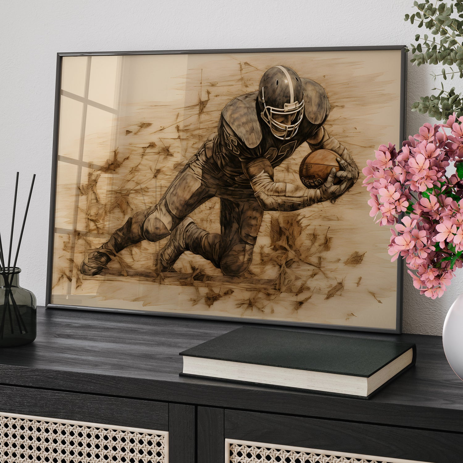 Framed Paper Print - Rustic Quarterback Dive