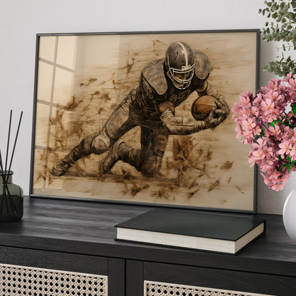 Framed Paper Print - Rustic Quarterback Dive