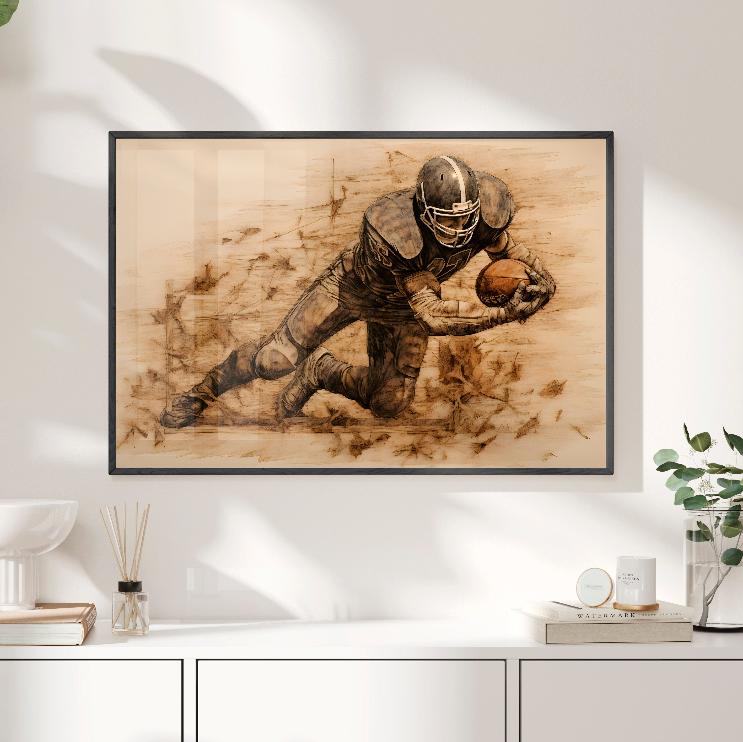 Framed Paper Print - Rustic Quarterback Dive