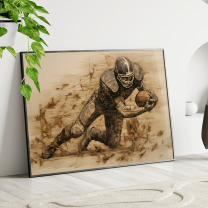 Framed Paper Print - Rustic Quarterback Dive