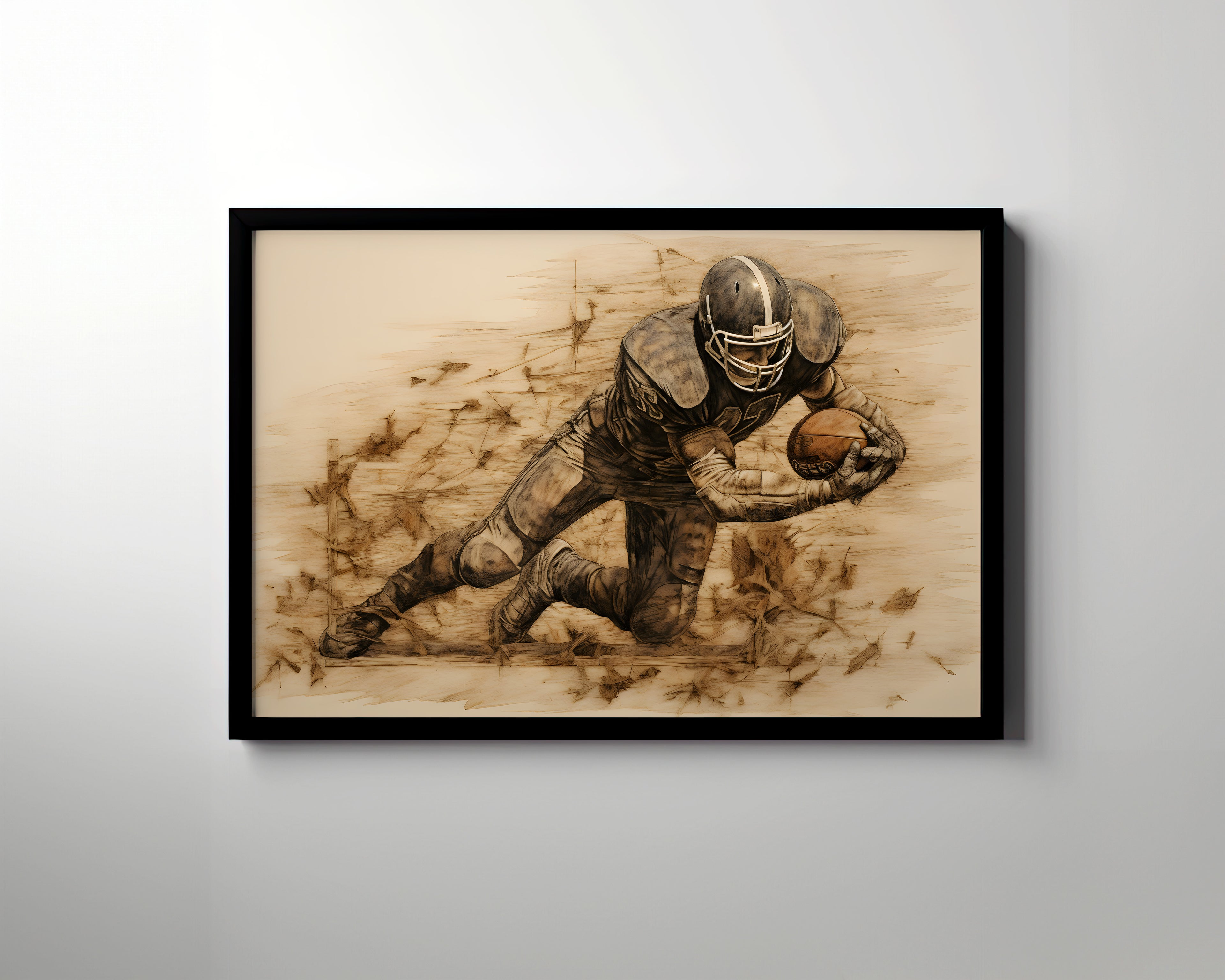 Framed Paper Print - Rustic Quarterback Dive