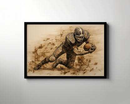 Framed Paper Print - Rustic Quarterback Dive