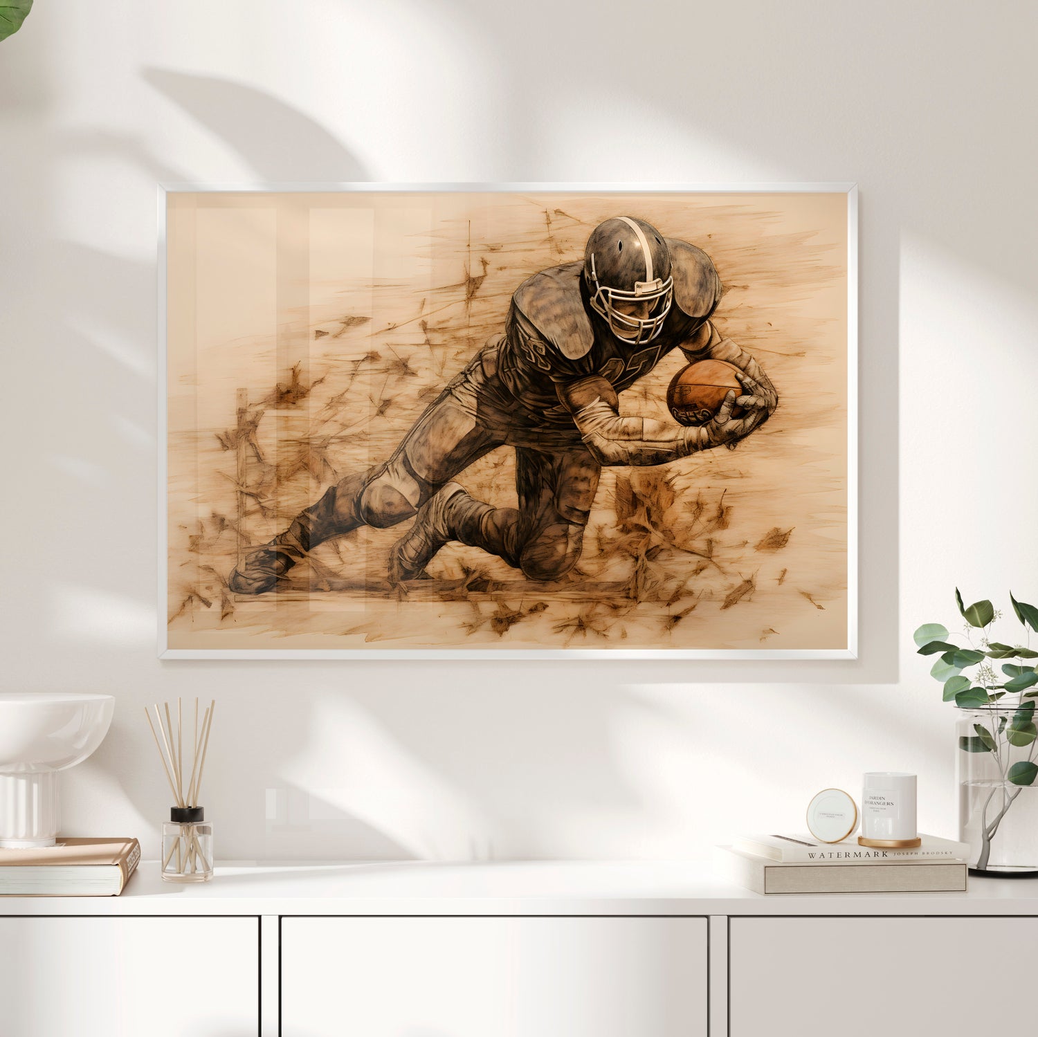 Framed Paper Print - Rustic Quarterback Dive