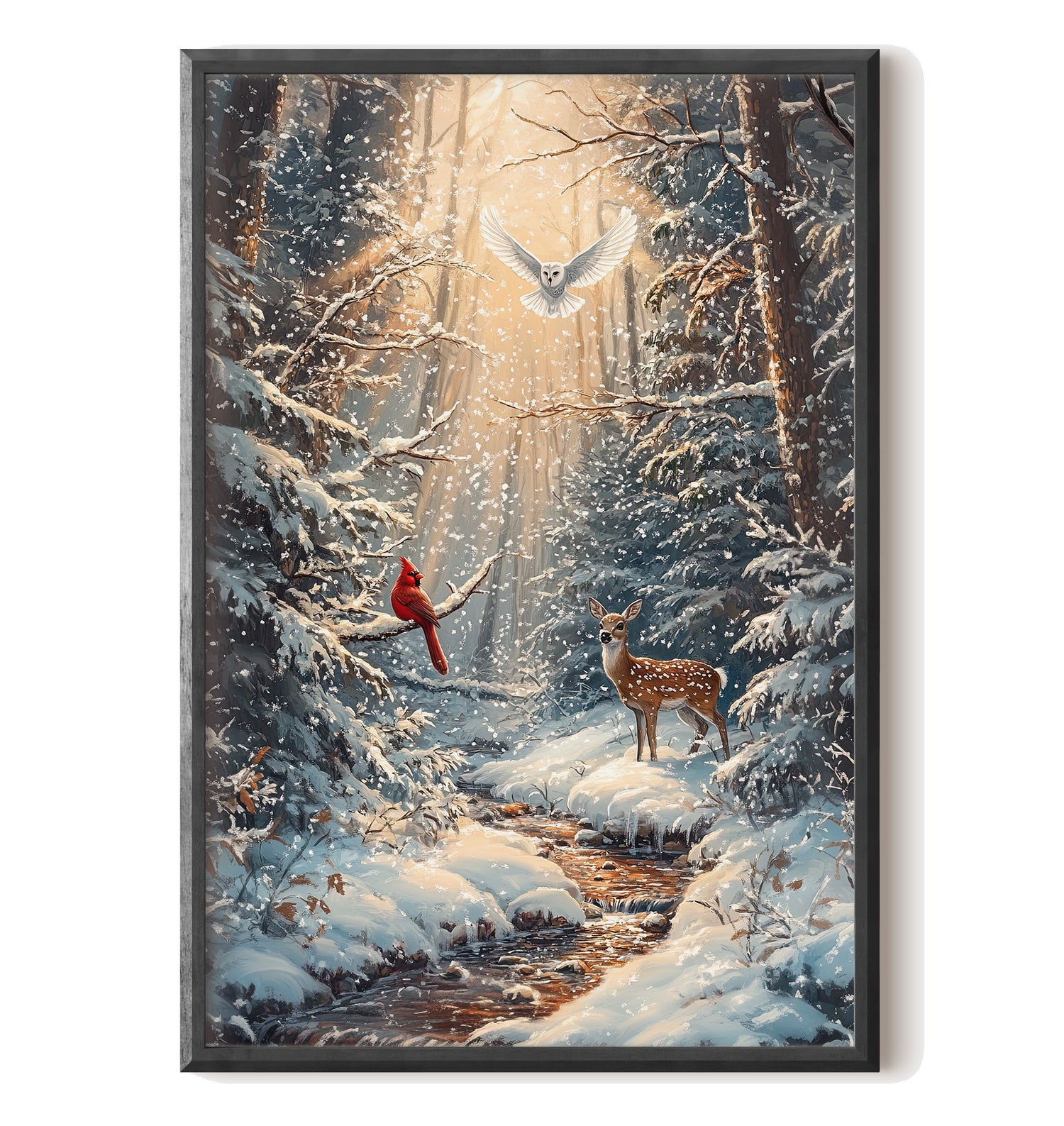 Winter Cardinal Deer Owl