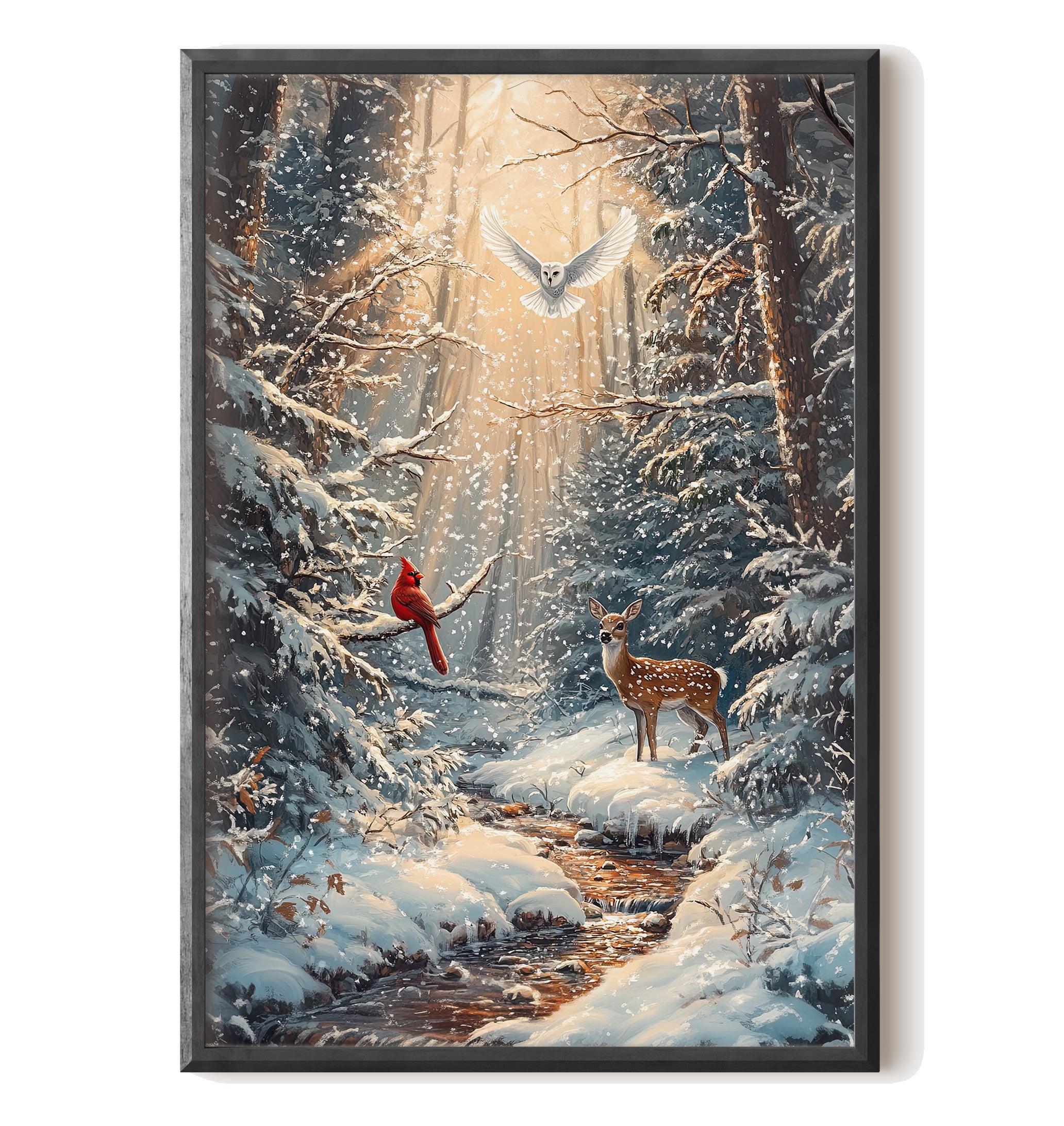 Winter Cardinal Deer Owl